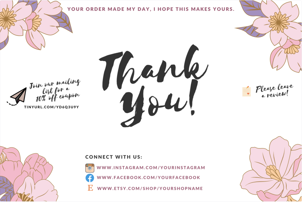 Etsy Thank You Card