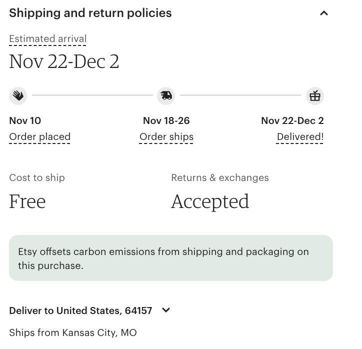 etsy shipping view for customers